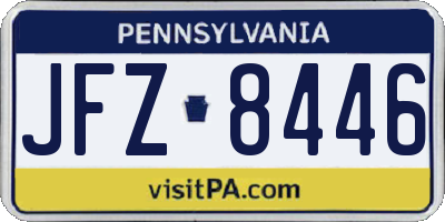 PA license plate JFZ8446