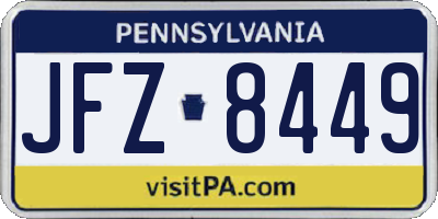 PA license plate JFZ8449
