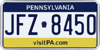 PA license plate JFZ8450