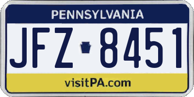 PA license plate JFZ8451