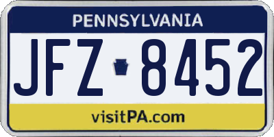 PA license plate JFZ8452