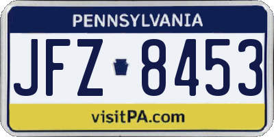PA license plate JFZ8453