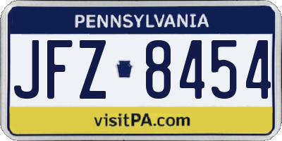 PA license plate JFZ8454