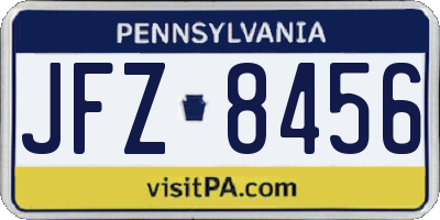 PA license plate JFZ8456