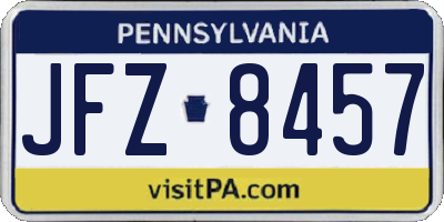 PA license plate JFZ8457