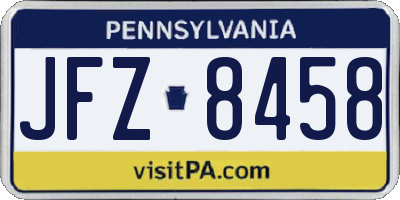PA license plate JFZ8458