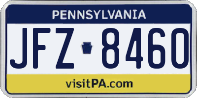 PA license plate JFZ8460