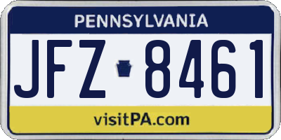 PA license plate JFZ8461
