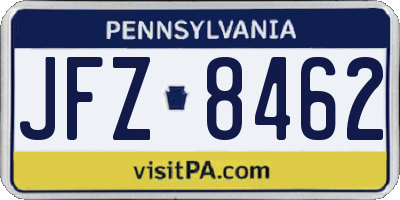 PA license plate JFZ8462