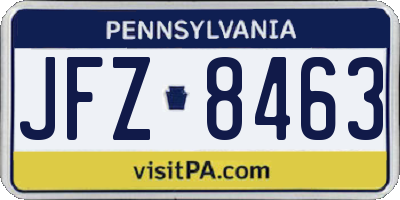 PA license plate JFZ8463