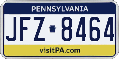 PA license plate JFZ8464