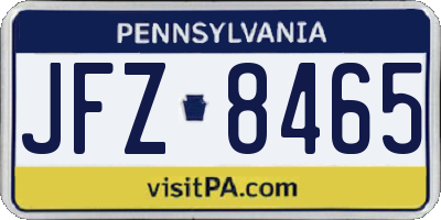 PA license plate JFZ8465