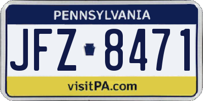PA license plate JFZ8471