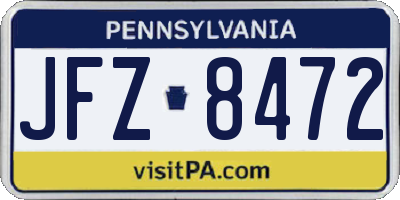 PA license plate JFZ8472