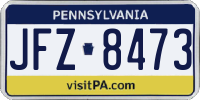 PA license plate JFZ8473