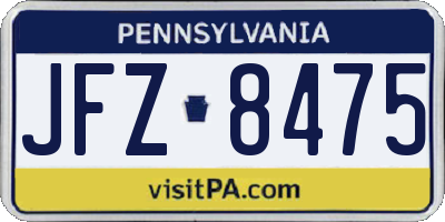PA license plate JFZ8475