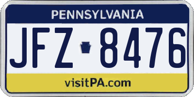 PA license plate JFZ8476
