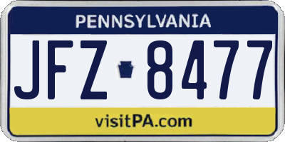 PA license plate JFZ8477