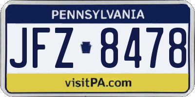 PA license plate JFZ8478