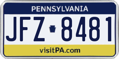 PA license plate JFZ8481