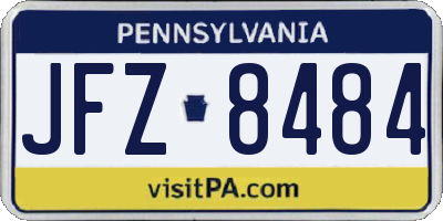PA license plate JFZ8484