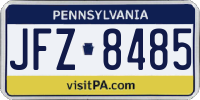PA license plate JFZ8485