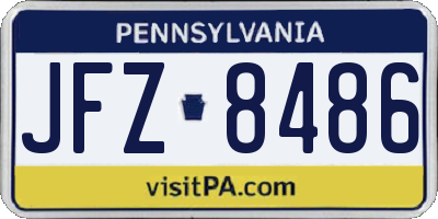 PA license plate JFZ8486