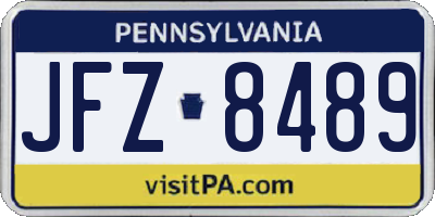 PA license plate JFZ8489