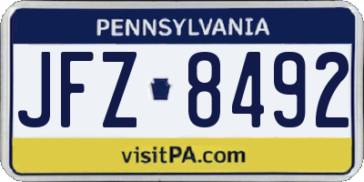 PA license plate JFZ8492