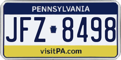 PA license plate JFZ8498