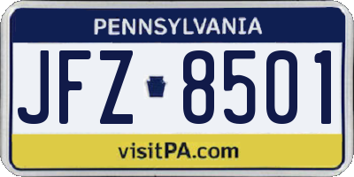 PA license plate JFZ8501