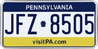 PA license plate JFZ8505
