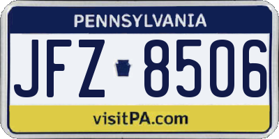 PA license plate JFZ8506
