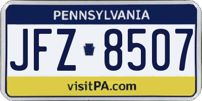 PA license plate JFZ8507
