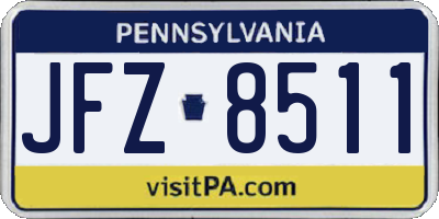 PA license plate JFZ8511