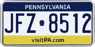 PA license plate JFZ8512