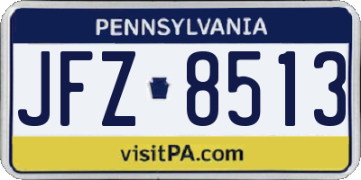 PA license plate JFZ8513