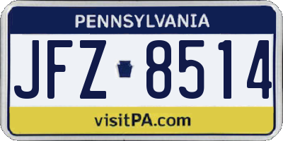PA license plate JFZ8514