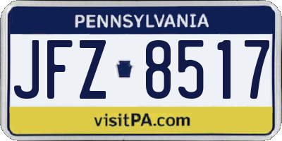 PA license plate JFZ8517