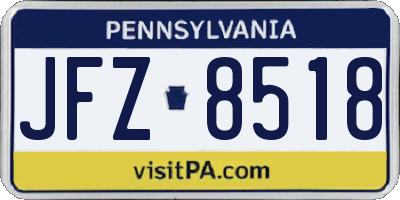 PA license plate JFZ8518