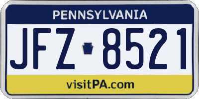 PA license plate JFZ8521