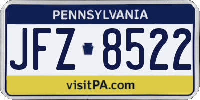 PA license plate JFZ8522