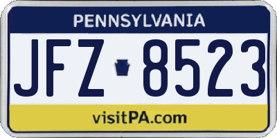 PA license plate JFZ8523
