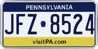 PA license plate JFZ8524