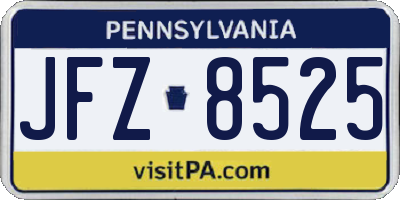 PA license plate JFZ8525