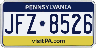 PA license plate JFZ8526