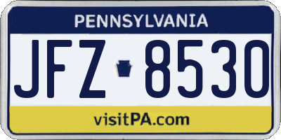 PA license plate JFZ8530