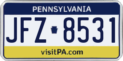 PA license plate JFZ8531