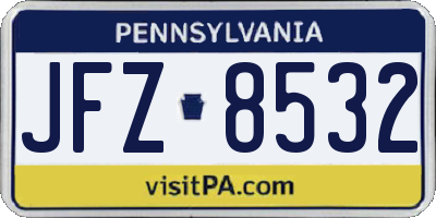 PA license plate JFZ8532