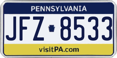 PA license plate JFZ8533